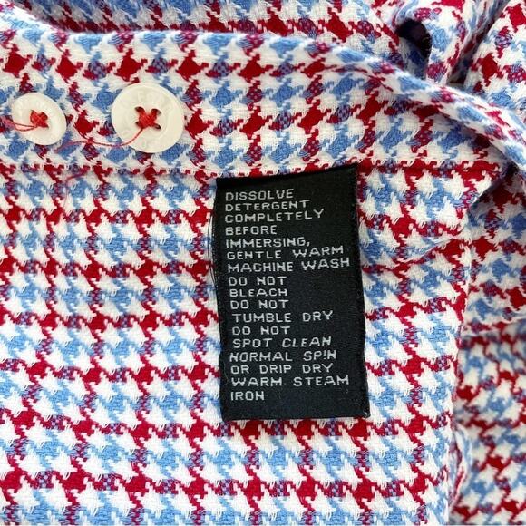 OXFORD Slim Fit Compact Cotton Houndstooth Shirt Tropical Accents (fits as M) - Picture 7 of 7